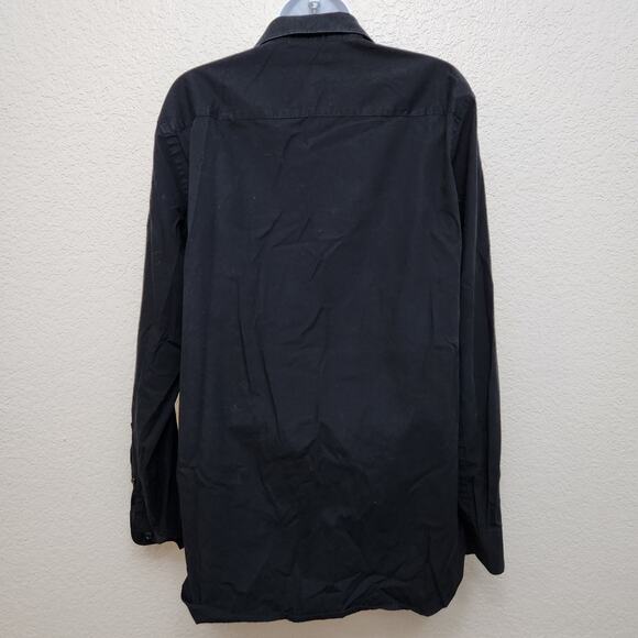 Apt 9 Black Button Up Pointed Collar Long Sleeve Shirt Medium Slim Fit - Picture 3 of 4